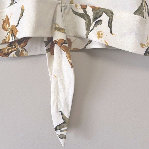 White & Yellow Floral Waist Tie Top - Picture 3 of 5